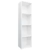 A tall, narrow white bookshelf with four open shelves, shown against a white background. Náhled obrázku produktu
