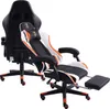 Two gaming chairs are shown against a white background. One chair is in the foreground, reclined with a footrest extended. The other chair is in the background, viewed from the back. Produktbild-Vorschau