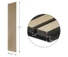 A product image showing a tall, narrow acoustic panel and a close-up detail of its construction with dimensions. Podgląd zdjęcia produktu