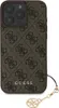 A brown Guess branded phone case with a monogram pattern and a gold charm attached. Náhled obrázku produktu