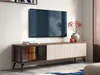A TV stand with a television mounted above it, in a well-lit room. Voir les images du produit