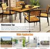 A dining set with wooden chairs and a table, presented with marketing text and application examples. Produktbild-Vorschau