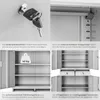 Collage of images showing details of a metal cabinet. Produktbild-Vorschau