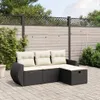4-tlg. Garten-Sofagarnitur mit Kissen Schwarz Poly Rattan Produktbild-Vorschau 2