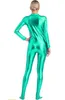 A person wearing a full-body metallic green suit, viewed from the back. Náhled obrázku produktu