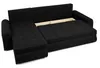 A black sectional sofa with its storage compartment open. Produktbild-Vorschau
