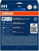 The image shows the packaging of an OSRAM H1 12V 55W headlight bulb. It displays product features and specifications. Produktbild-Vorschau