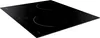 A black induction cooktop with four heating elements is shown from a slightly elevated side angle against a white background. Voir les images du produit
