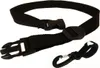 A black fabric strap with plastic buckles and a clip attachment, laid out on a white background. Produktbild-Vorschau