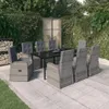 vidaXL 9-tlg. Garten-Essgruppe mit Auflagen Grau Produktbild-Vorschau 2