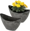 Hohe Pflanzschalen oval 2x 24 cm für draussen schwarz Produktbild-Vorschau 1