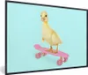 MuchoWow® Gerahmtes Poster Ente - Küken - Skateboard - Blau Produktbild-Vorschau 1
