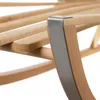 Close-up view of the wooden sled's armrest and metal reinforcement. Produktbild-Vorschau