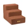 A three-step pet stair covered in brown, fuzzy material. Náhled obrázku produktu