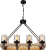 Hängeleuchte, Metall, Holz, rauchfarben, 8 Flammig, L 75 cm Produktbild-Vorschau 6