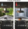 Split image showing a car interior with a device on the dashboard. The left side depicts a sunny road with green trees, labeled 'COLD WIND'. The right side shows a snowy road with bare trees, labeled 'HOT AIR'. Náhľad obrázku produktu