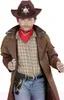 A young boy dressed as a cowboy, holding a toy gun. Produktbild-Vorschau