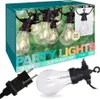 A product box for outdoor party lights, with a close-up of the lights and a plug. Podgląd zdjęcia produktu