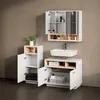 A modern bathroom vanity set with a sink, cabinets, and a medicine cabinet. Produktbild-Vorschau
