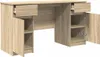 A light brown wooden desk with drawers and cabinets. Produktbild-Vorschau