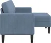 vidaXL Divano 2 posti con chaise longue a L blu 125 cm lino Anteprima dell’immagine prodotto 3