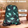 HECKBO Sacca sportiva per bambini con motivo dinosauri | Anteprima dell’immagine prodotto 2