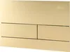 A close-up, front-facing studio shot of a gold flush plate for a toilet cistern. Produktbild-Vorschau