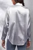 ASKSA Damen Satin Bluse V-Ausschnitt Hemde Elegant Knoepfen Produktbild-Vorschau 6