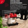 A red and silver wet/dry vacuum cleaner is shown on a wooden floor, with a person in the background using it. Text overlays describe its maneuverability. Náhľad obrázku produktu