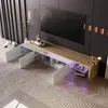 ProximaX Meuble TV moderne avec éclairage LED, blanc Voir les images du produit 7