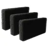 Three black foam filters are arranged in a staggered formation against a white background. Produktbild-Vorschau