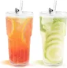 Sada 2 pohárov na ľadovú kávu, 600 ml, s viečkom a slamkou, Náhľad obrázku produktu 1