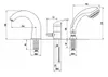 Technical drawing of a bathtub faucet with dimensions. Podgląd zdjęcia produktu