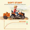 A child is riding an orange toy tractor with a trailer full of pumpkins, with a graph showing 'Soft Start' below. Náhľad obrázku produktu
