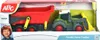 A toy tractor and trailer set in its retail packaging. Produktbild-Vorschau
