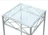 A white metal plant stand with a decorative top. Produktbild-Vorschau