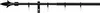 A black adjustable curtain rod with decorative finials and rings, shown against a white background. Produktbild-Vorschau