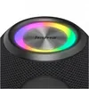 Close-up of the top of a black Hama Bluetooth speaker with a colorful LED light ring. Produktbild-Vorschau
