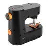 A black sewing machine with orange accents is shown against a white background. Náhled obrázku produktu