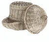 A woven basket with a lid, made of gray wicker. Produktbild-Vorschau