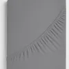 A close-up view of a gray fitted sheet. Produktbild-Vorschau