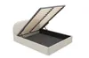 A bed frame with an open storage compartment and a slatted base. Voir les images du produit