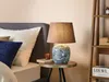 BELIANI Stolní lampa hnědá a modrá porcelánová základna Náhled obrázku produktu 2