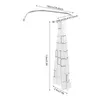 A diagram showing the dimensions of a U-shaped shower curtain rod and shower curtain. Voir les images du produit