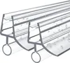 Two clear plastic shower door seals with water droplets on them, shown from a diagonal angle. Produktbild-Vorschau