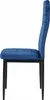 A side view of a blue velvet dining chair with black legs against a white background. Produktbild-Vorschau