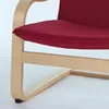 A close-up of a red cushioned chair with a wooden frame. Produktbild-Vorschau