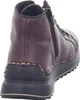 The back view of a burgundy boot with a black sole and zipper. Produktbild-Vorschau