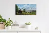 Wanduhr Leinwand Bild Uhr Quarz 60x30 Blume Haus Bäume Produktbild-Vorschau 3