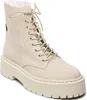 A single beige suede boot with laces and a thick sole is shown against a white background. Produktbild-Vorschau